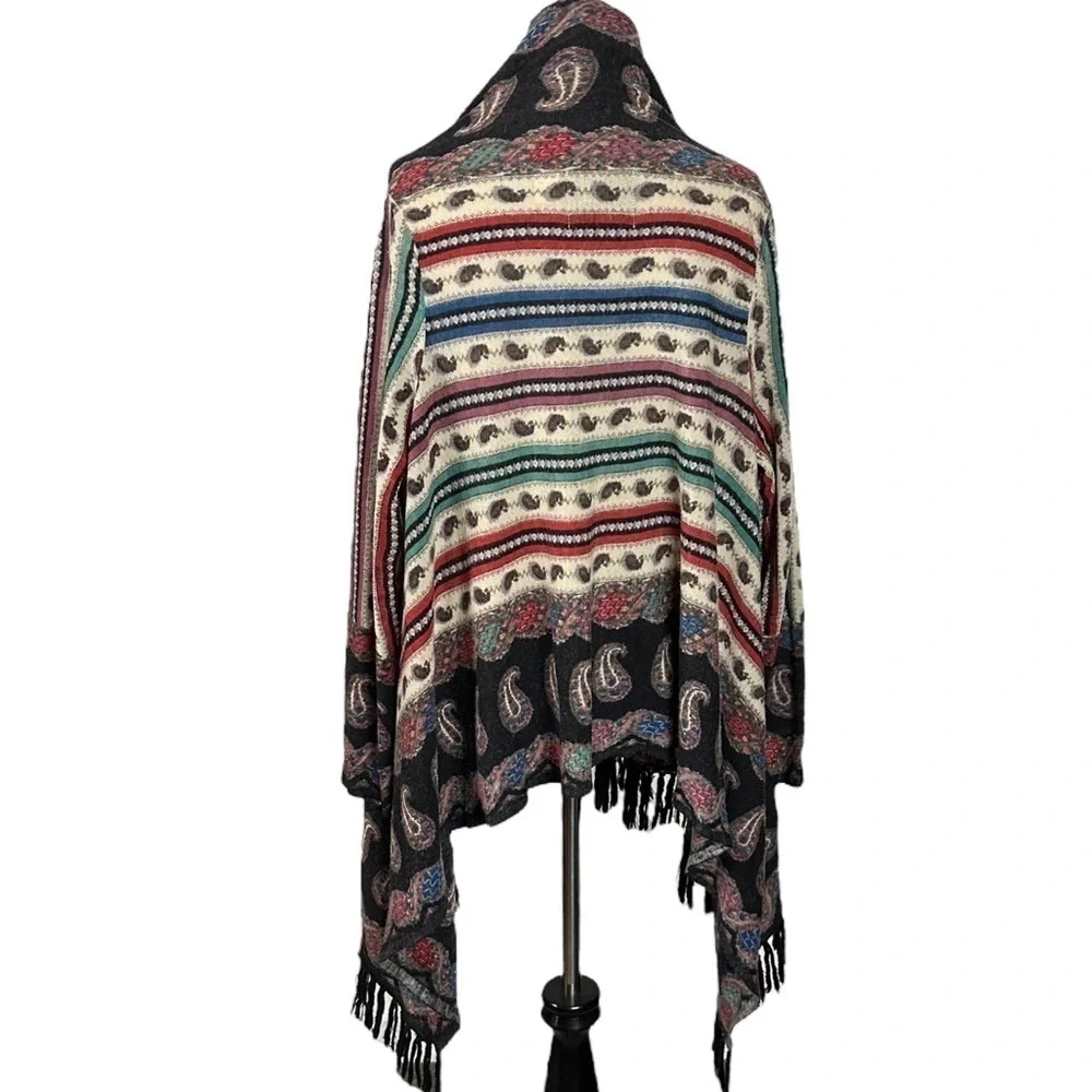 Anthropologie Guinevere Merino Wool Cardigan Sweater Bohemian Gypsy Fringe Small - Picture 11 of 16